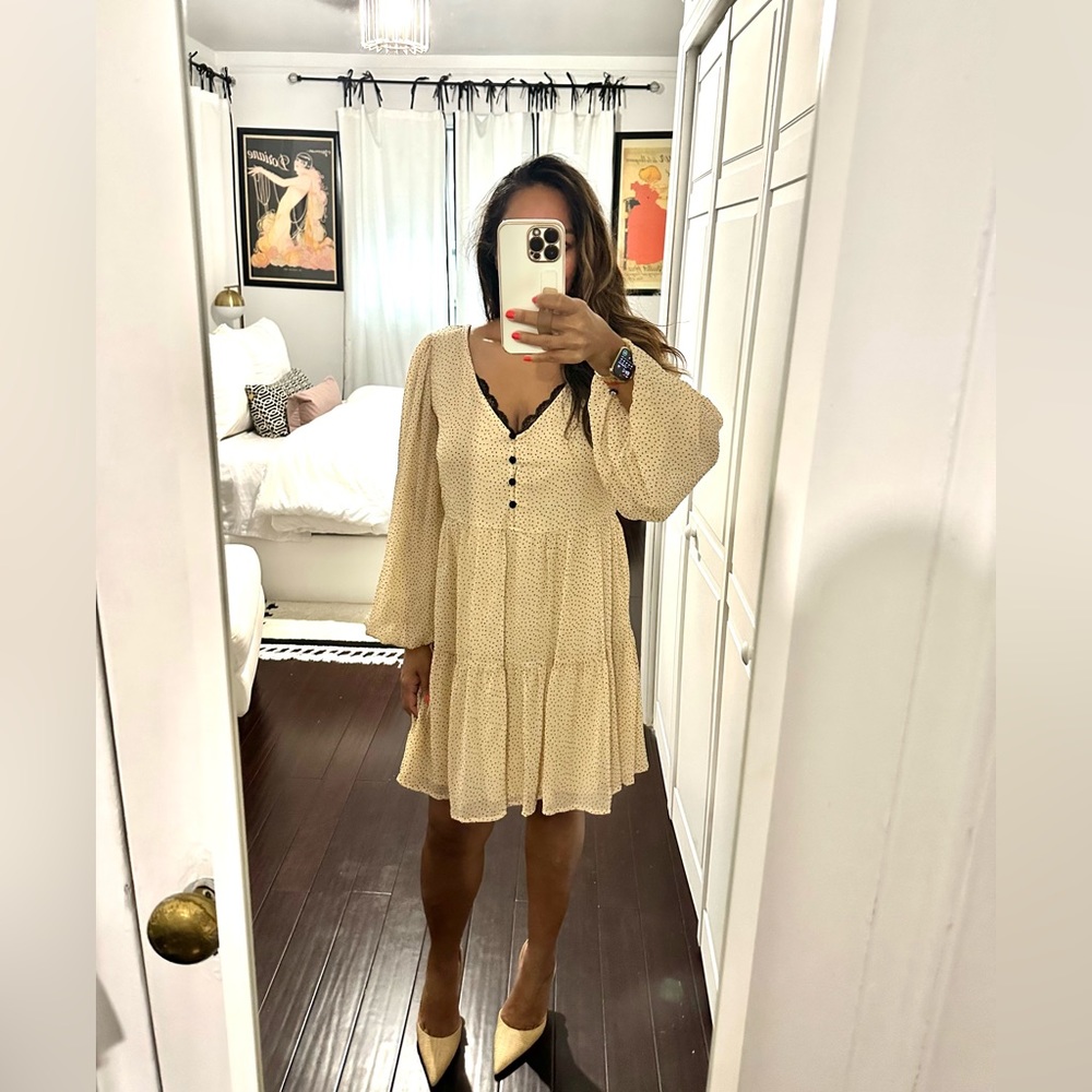 Zara mini polkadot and lace dress